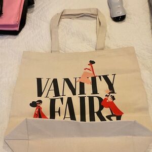 Vanity Fair Beige Tote with Red Accents